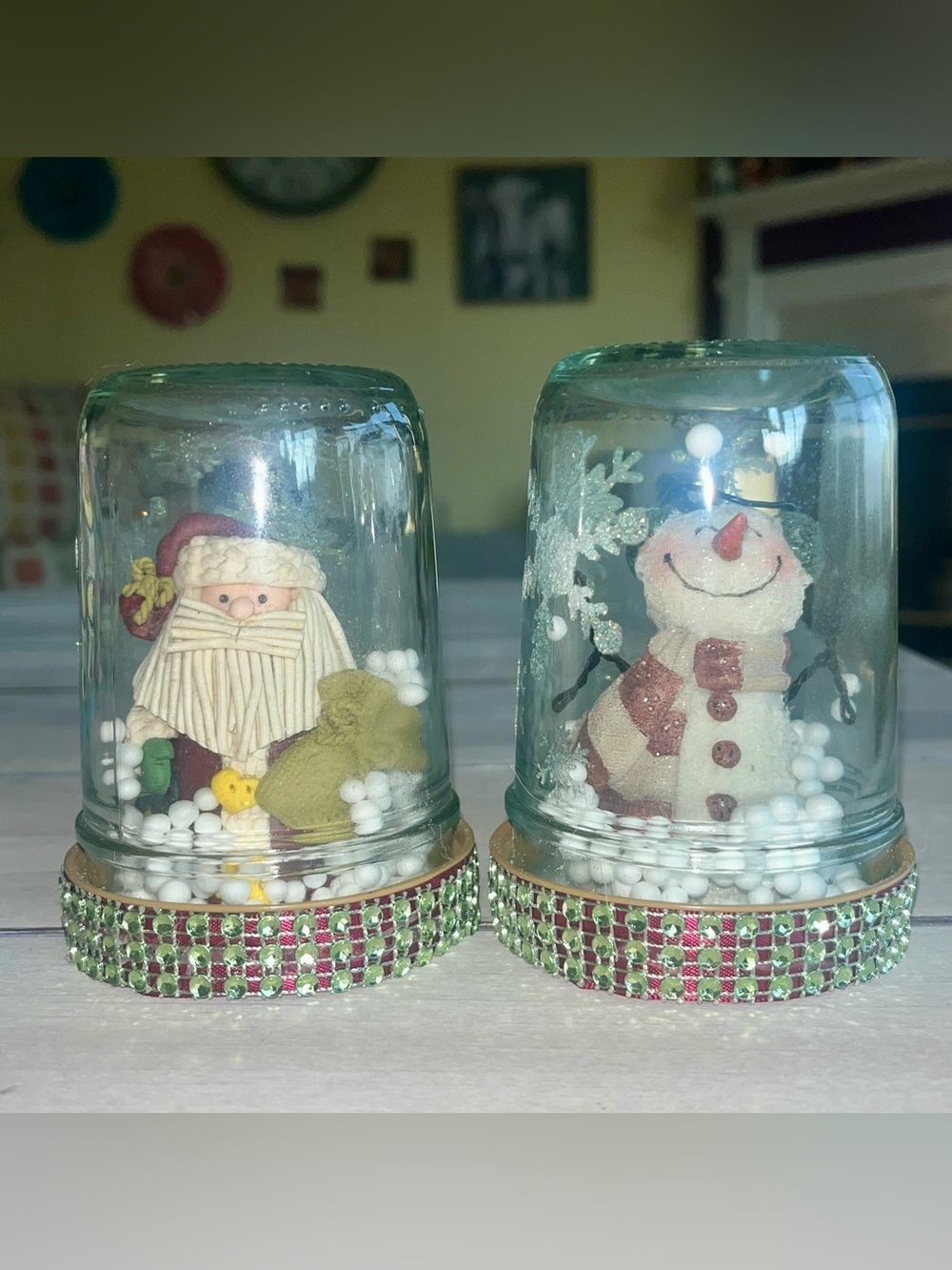 Set of Handmade Santa & Frosty Table or Mantle Christmas Decor